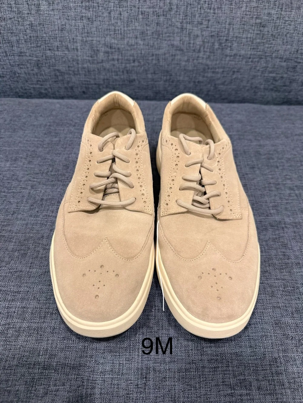 Cole Haan Suede Wingtip Derby Sneakers in Beige